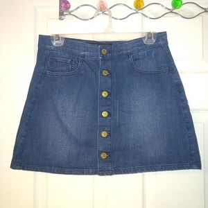 Express dark blue denim mini skirt